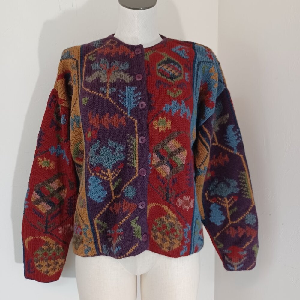 Peruvian Connection Cardigan Sweater 100% Alpaca Button Front Womens Large - Picture 2 of 13